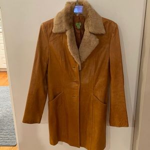 Woman’s leather coat.